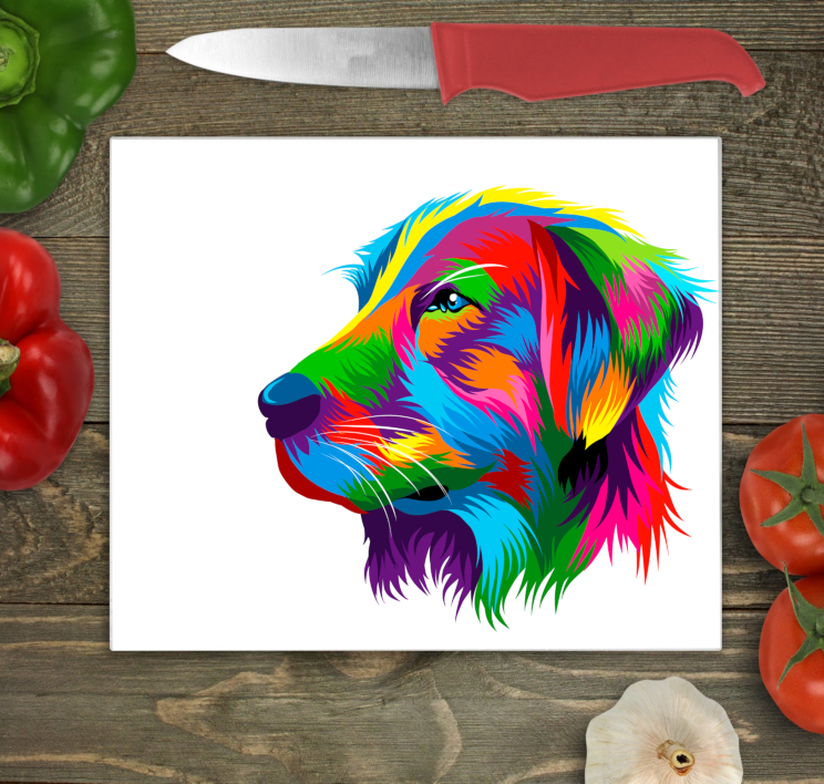 Golden Retriever Glass Chopping Board, Golden Retriever Worktop